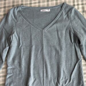 Reitmans Women's V-Neck Sweater in Light Sage Green